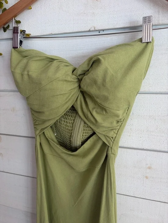 Petal & Pup Rosetta dress Sage Green Strapless Twist Maxi Dress - Picture 5 of 14